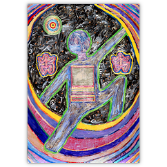 Ich gehe dorthin - niemand weiß, wohin. Und ich bringe das - niemand weiß, was. &ndash; Acryl auf Papier, 50&nbsp;cm&nbsp;x&nbsp;70&nbsp;cm, 1999. Kat.&nbsp;Nr.&nbsp;0026