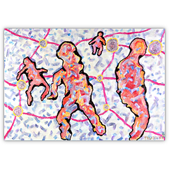 Die gefangenen Seelen – Acryl auf Hartfaser, 100 cm x 70 cm, 1999. Kat. Nr. 0063