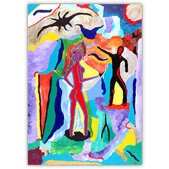 Beziehungsklärung – Acryl auf Leinwand auf Karton, 50 cm x 70 cm, 1997. Kat. Nr. 0012