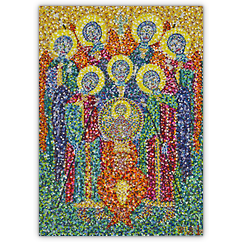 Erzengelversammlung – Acryl auf Hartfaser, 50 cm x 70 cm, 2011. Kat. Nr. 0195